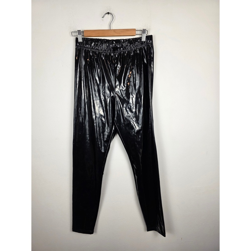 Lip Service Los Angeles Black Patent Vinyl High Waisted Leggings LS-121 Large